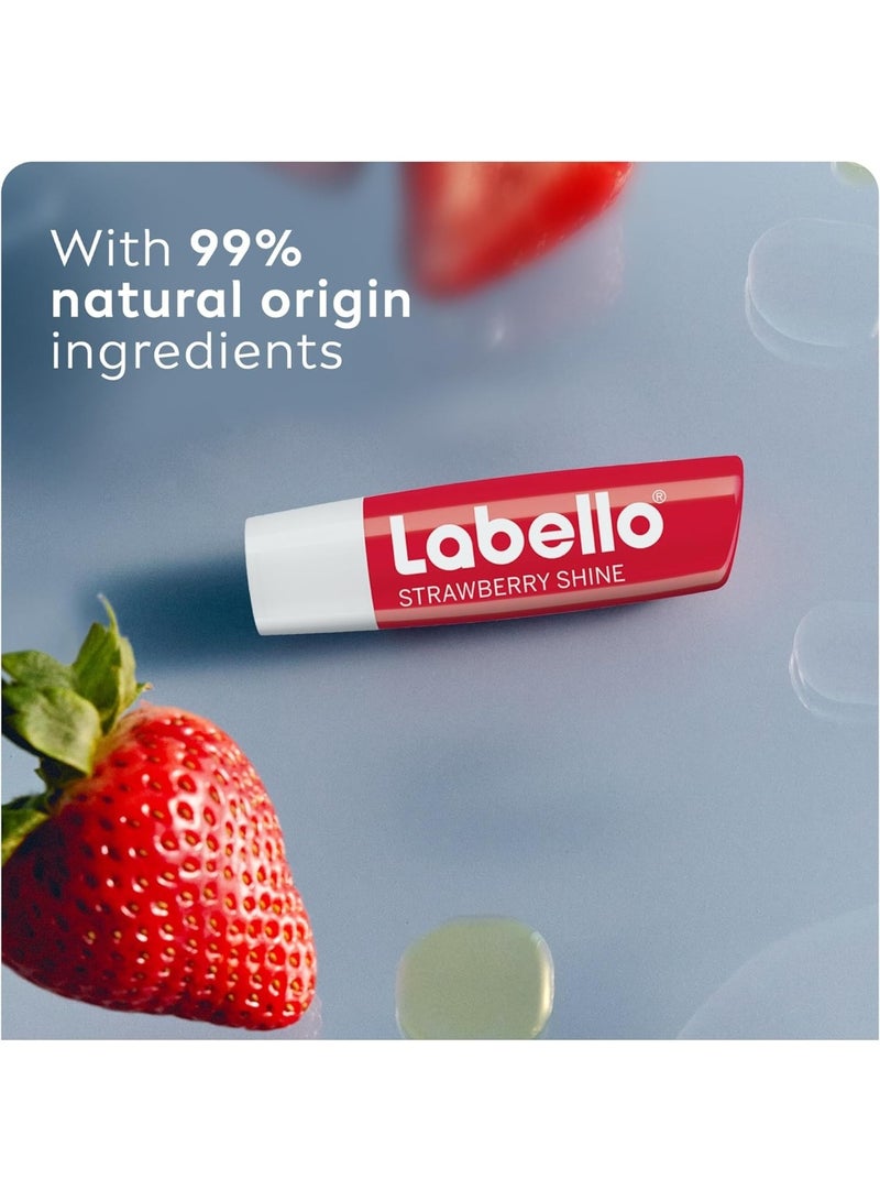 Labello Red Tined Strawberry Shine Lip Care With Shea Butter Pack Of 2 5.5ml - Image 2
